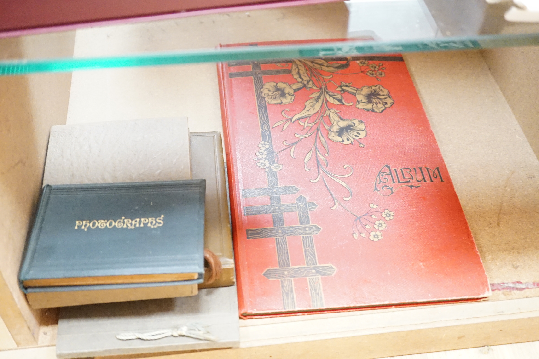 Two postcard albums and four photo albums, one dated 1918-19